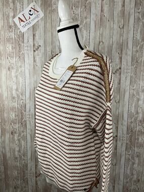 Bonobo Sweater Womens Large White Red Pullover Sweatshirt Knit N128